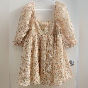 STORIA FLORAL PUFF SLEEVE BABY DOLL DRESS SIZE M 🤎🍂